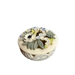 Vintage Trinket Jewelry Box Handcast Design Limited Floral Design UK